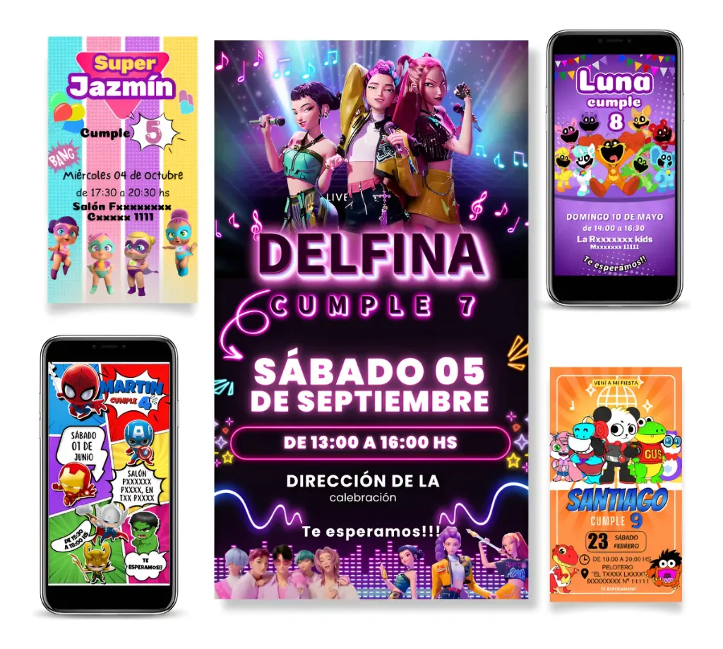 Tarjeta Virtual Invitación Modelos Infantiles Varios Digital